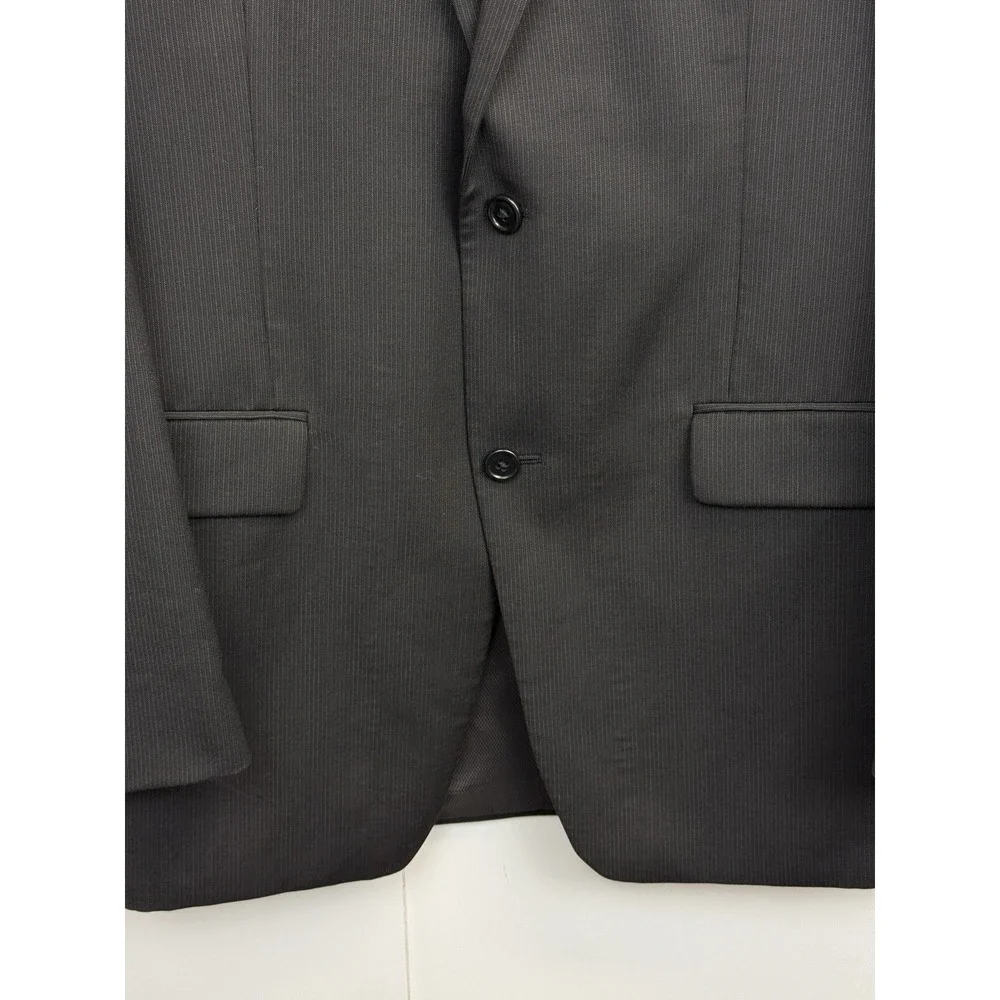 Alfani Blazer Mens 40L Slim Fit Wool Pinstripe Black‎ Suit Jacket Sport Coat